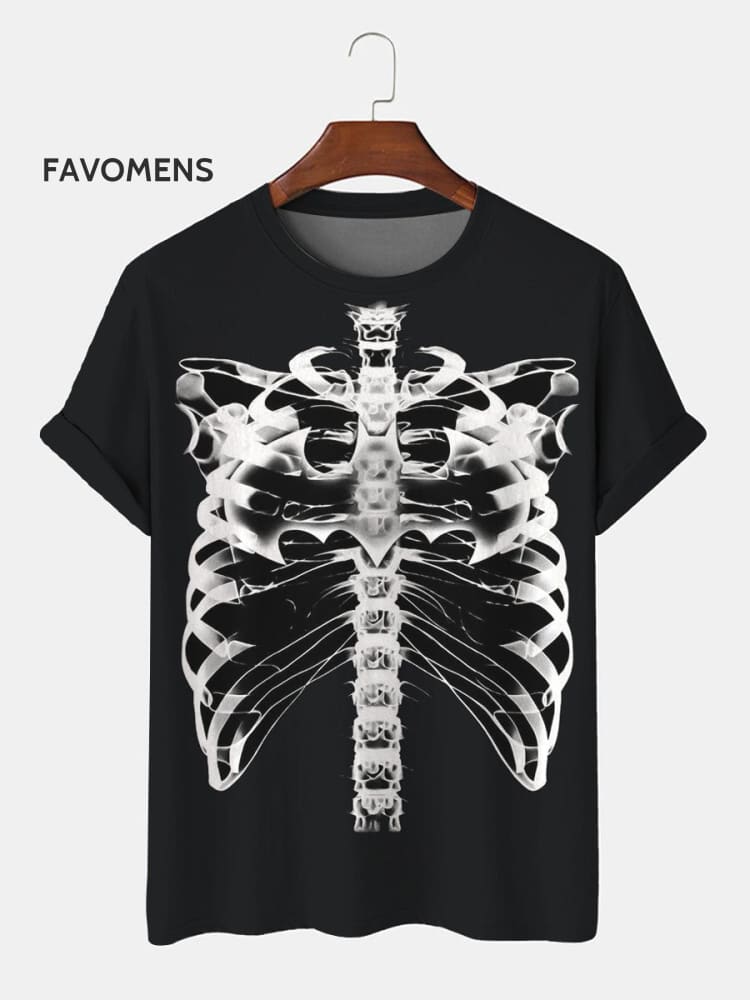 Chest X-Ray Perspective Decorative Pattern T-Shirt Multicolor / S