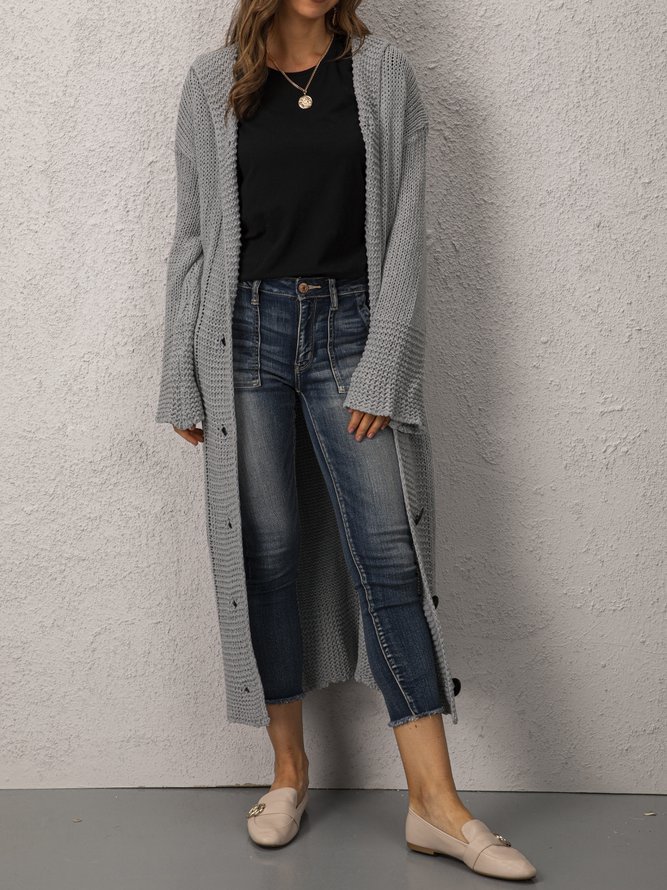 Cotton-Blend Casual Hoodie Coats Outerwear