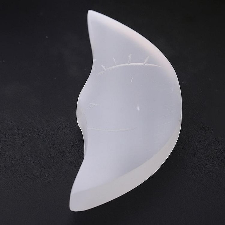 3.5"-4" Hand Carved Selenite Moon  Bulk