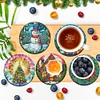 6Pcs/set Diamond Painting Wooden Christmas Coaster Cup Cushion With Holder