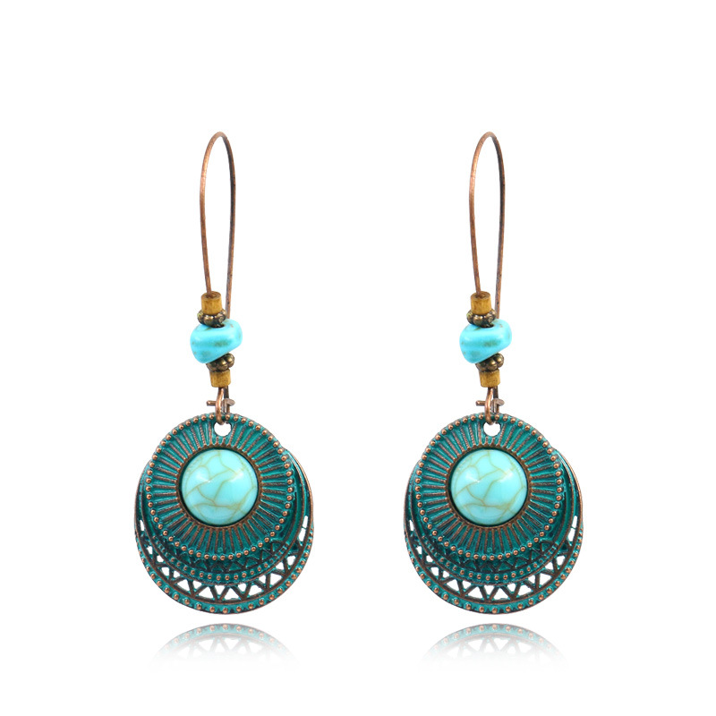 Comstylish Alloy Creative Big Ear Hook Turquoise Earrings