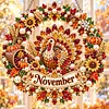 (Monthly Wreath)DIY Diamond Painting Acrylic Hanging Ornament, Double-Sided Printed Door Decoration,Pearl & Special Shaped Drill Art Home Decor