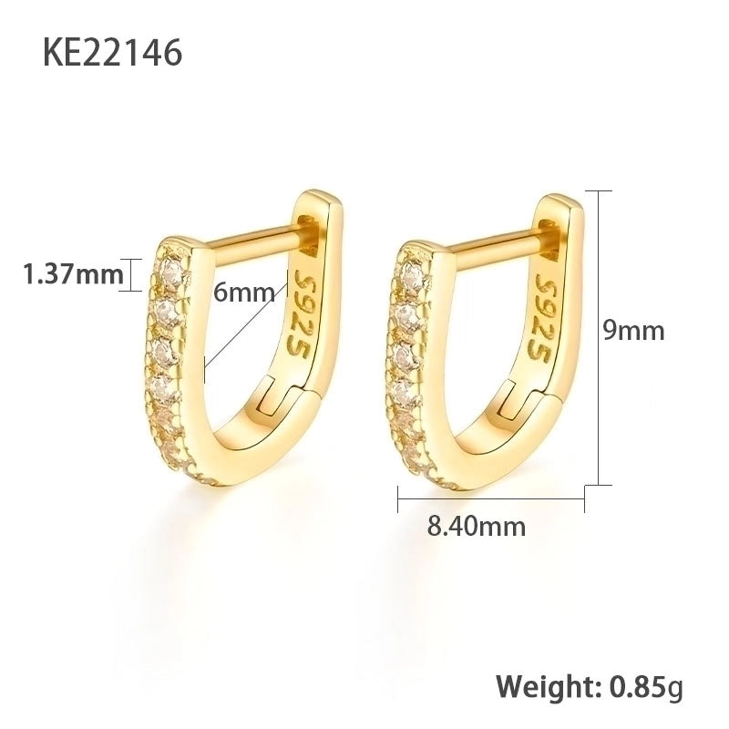 1 Pair White Gold Plated Gold Plated 925 Sterling Silver Zircon Geometric Earrings