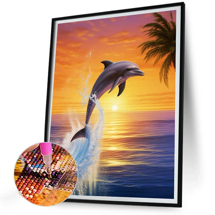 Cheap 5D Diamond Painting Full Square Round Dolphin Diamond