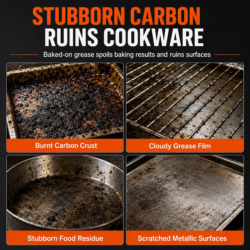 Stubborn carbon ruins cookware