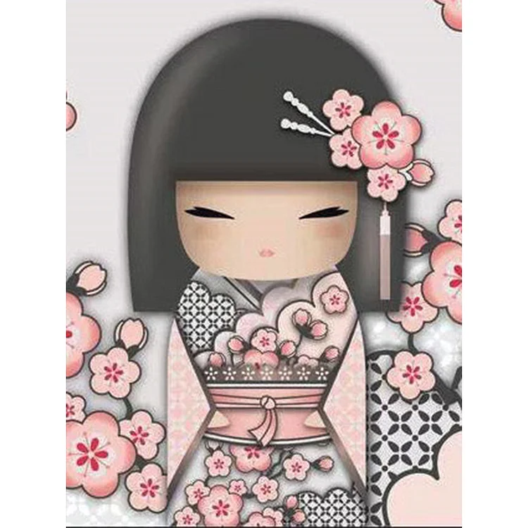 Japanese Style Illustration Girl 30*40CM (Canvas) Full Round Drill Diamond Painting gbfke