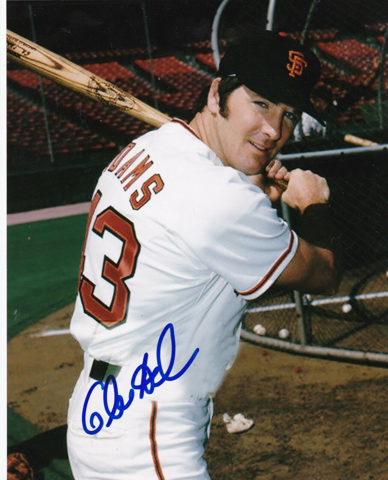 GLENN ADAMS SAN FRANCISCO GIANTS ACTION SIGNED 8x10