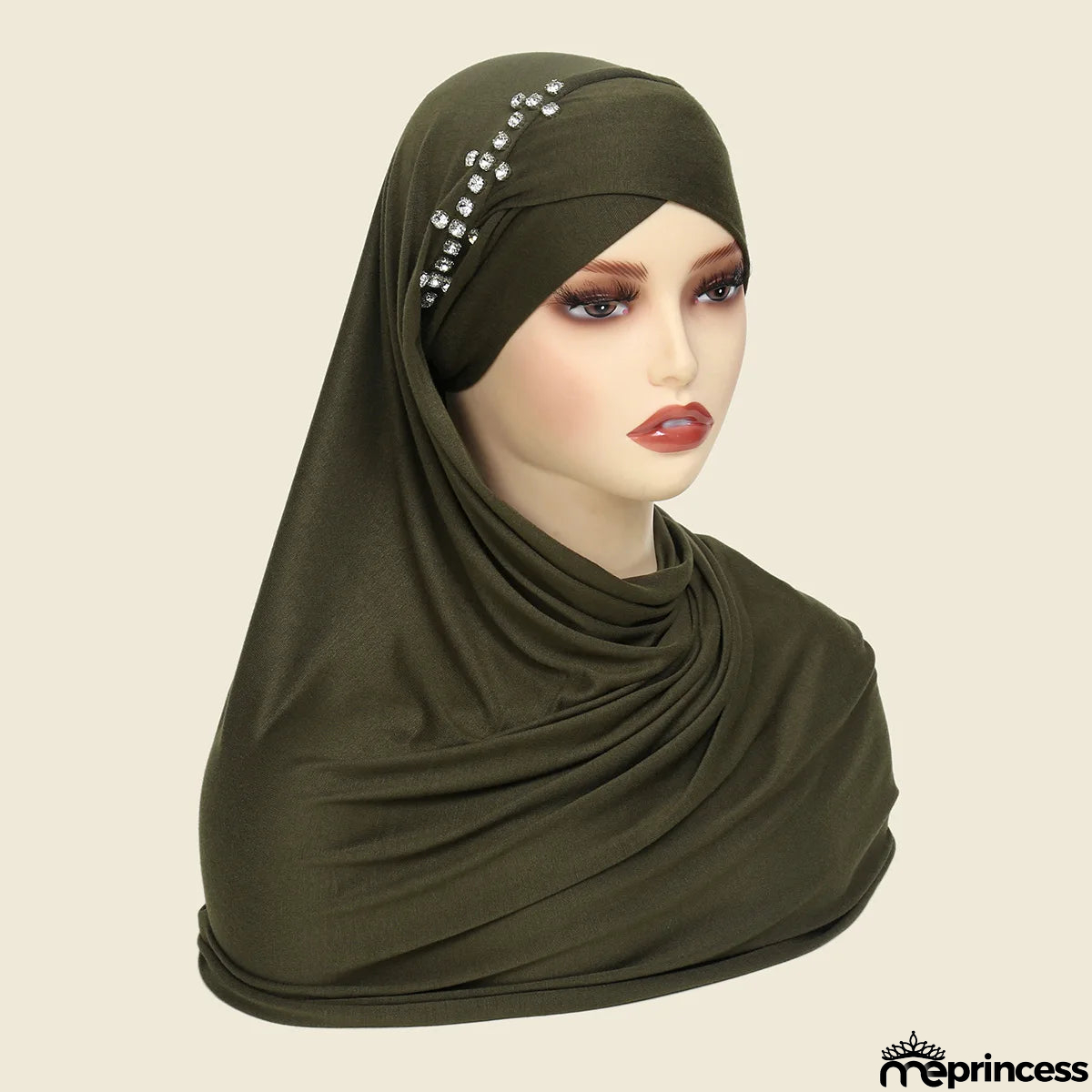 Women's Arabian Polyester Head Wrap Rhinestone Elegant Hijabs