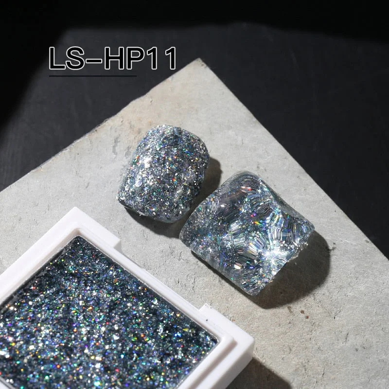 Nail UV Gel Polish Soak off Glitter Sequins Multi Color Solid Color Gel Glitter Palette Nail Art Decoration Gel Manicures Tool-Nail Inspo