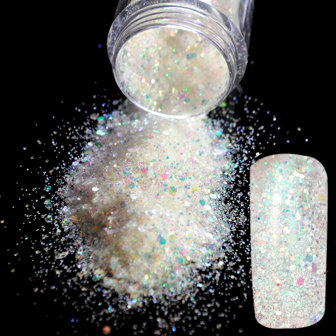 Snow White Glitter Nail Art Tool DIY Glitter Mix Manicure 3D Powder Small Pentagon Sequins Nail Supplies Decoration 270-Nail Inspo