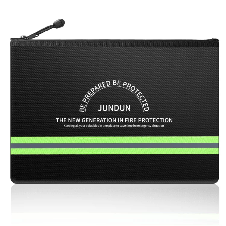 JUNDUN Fireproof Document Bags, Fireproof Zipper Bag (14.2 x 10.0 inch)
