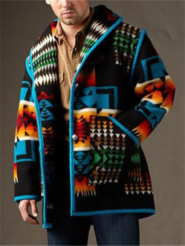 Men Winter Jacket Sherpa jacket Winter Coat Polar Fleece Warm Breathable Street Daily Single Breasted Turndown Streetwear Casual Jacket Outerwear Geometric Pocket Black / Fall / Long Sleeve