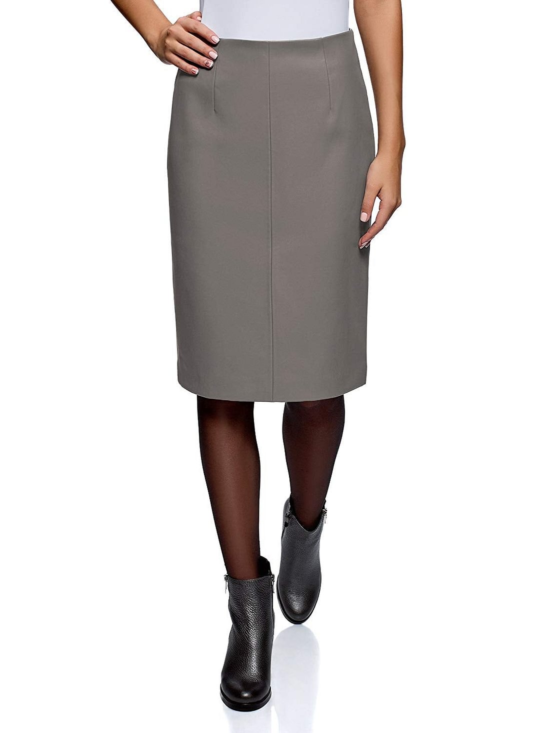 Collection Women's Faux Leather Straight Skirt (4 Grey (2501n))