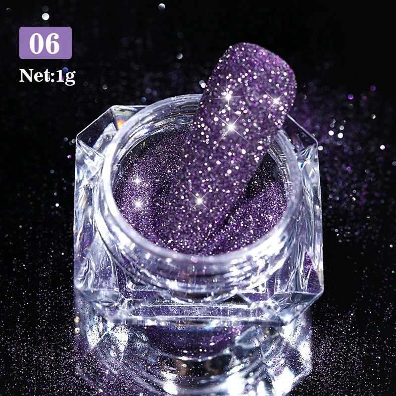 1Box Aurora Sea Salt Nail Powder Crystal Diamonds Glitter Iridescent Reflective Nail Glitter Sparkly Chrome Pigment Polish Gel-Nail Inspo