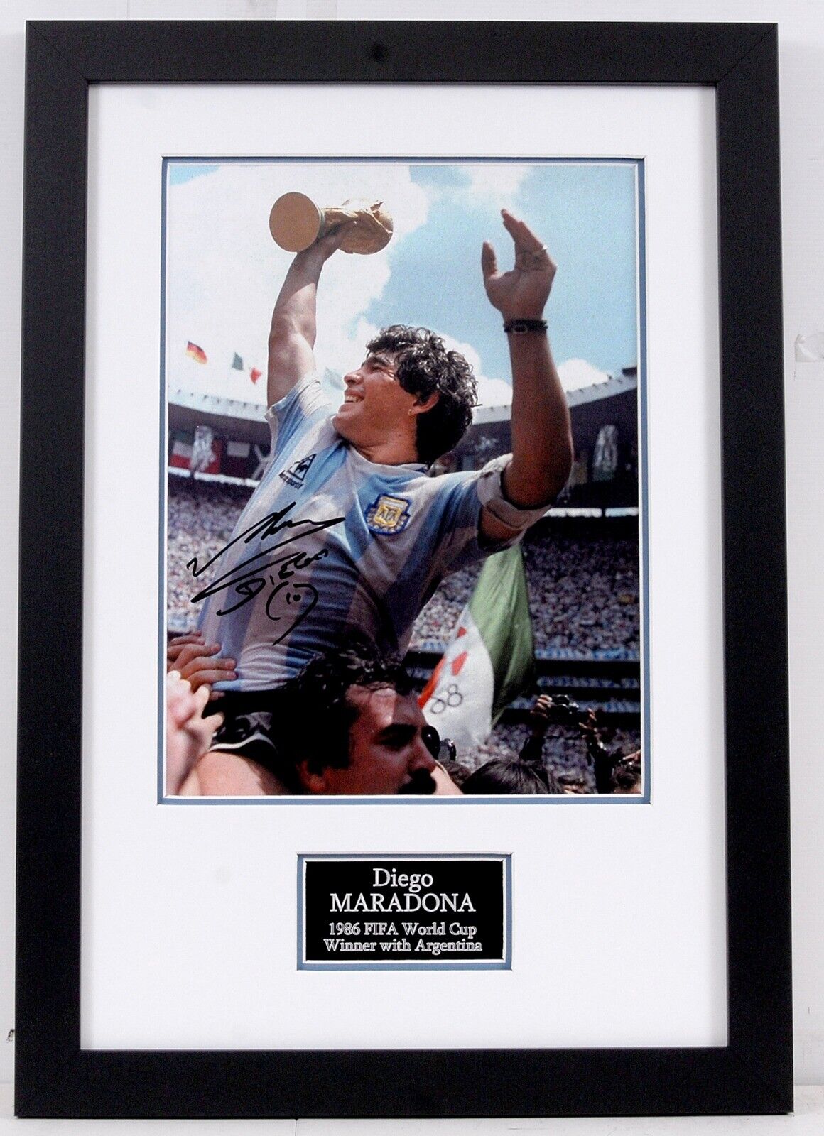 Diego Maradona Signed & Framed 16x12 Argentina Photo Poster painting Display AFTAL UACC RD COA