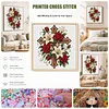 Flower Cross 11CT 3 Strand DIY Stamped Cross Stitch Kit for Adults 40x40cm
