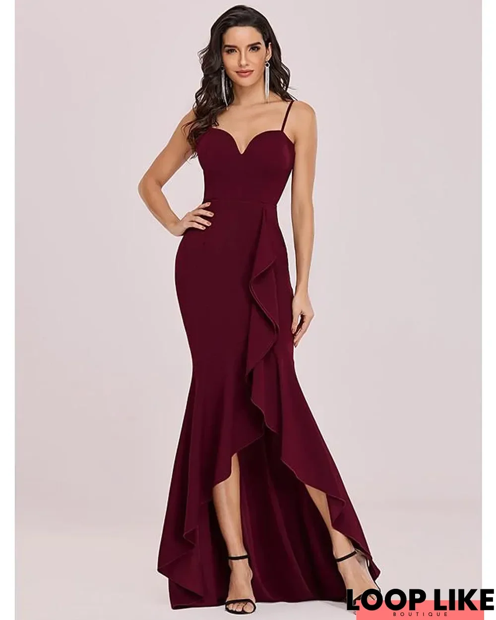 Women's Trumpet / Mermaid Dress Maxi Long Dress Sleeveless Solid Color Fall Spring Formal Sexy Red