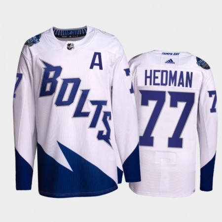Men's Tampa Bay Lightning #77 Victor Hedman 2022 White Stadium Series  Stitched Jersey