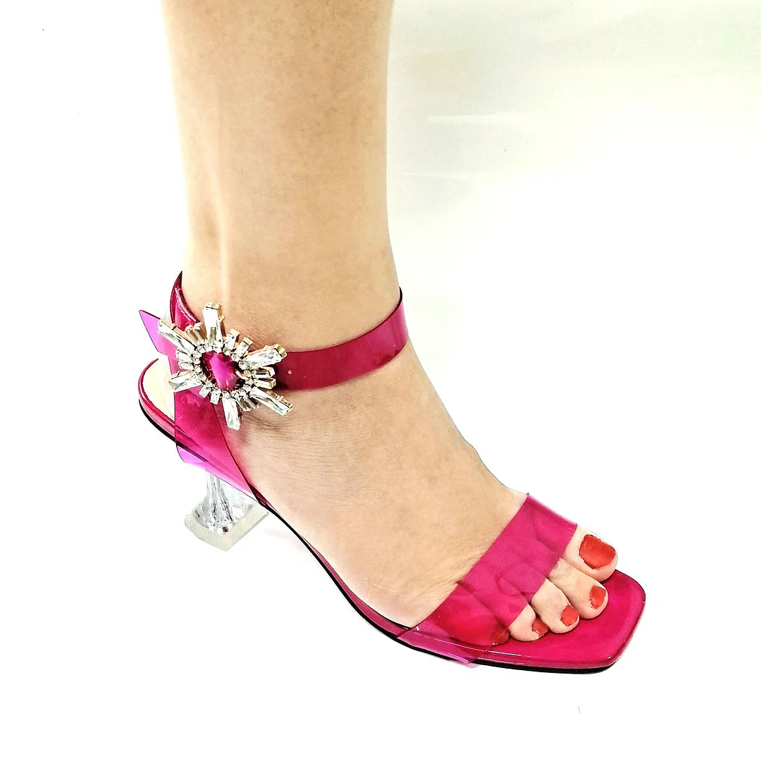 Red Color Banquet Shoes Young Fashion Heel Women's Shoes Open Toe Shoes