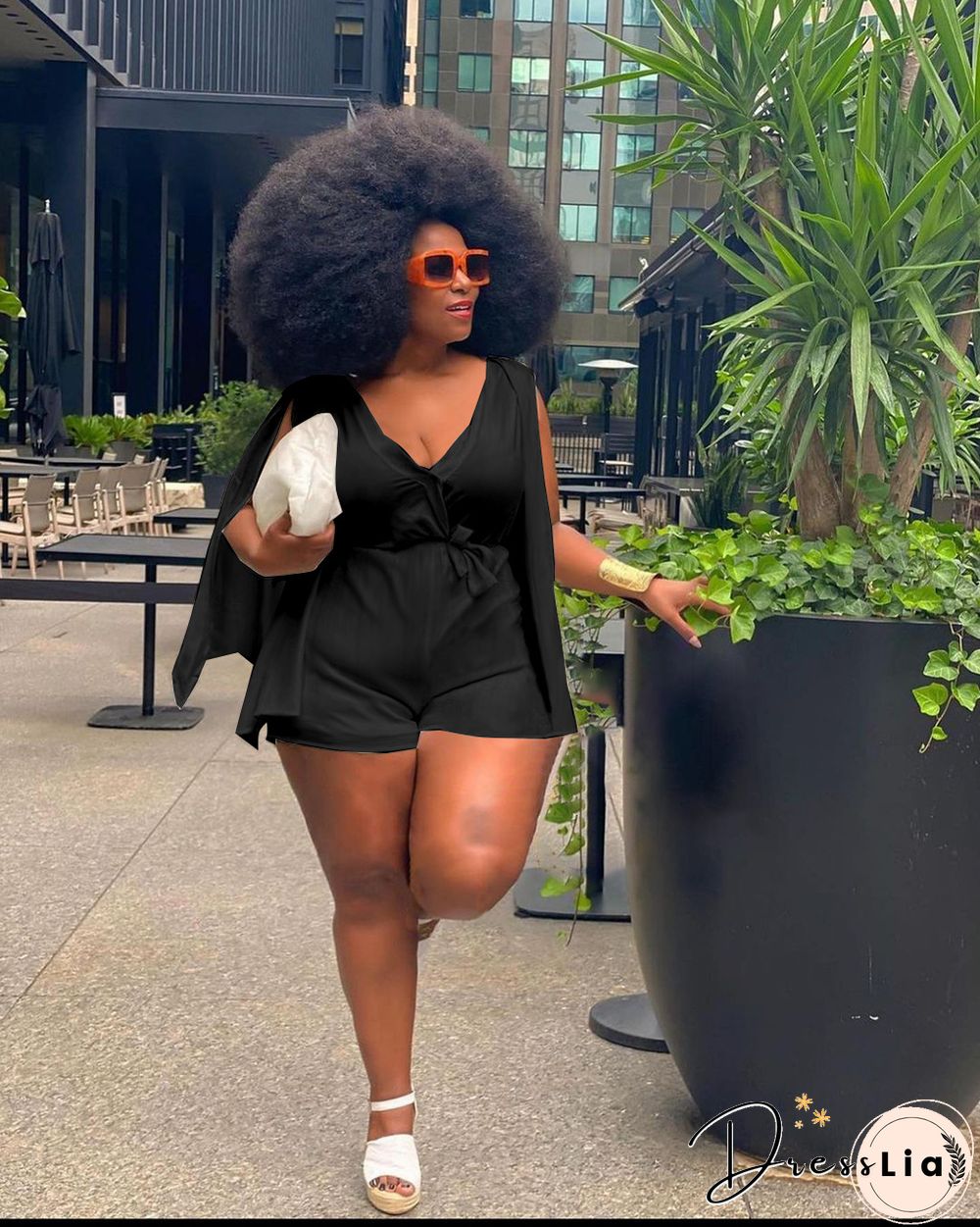 Plus Size 4XL V-neck Rompers