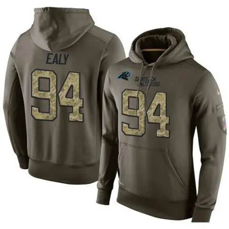 NFL Men's  Carolina Panthers #94 Kony Ealy Stitched Green Olive Salute To Service KO Performance Hoodie