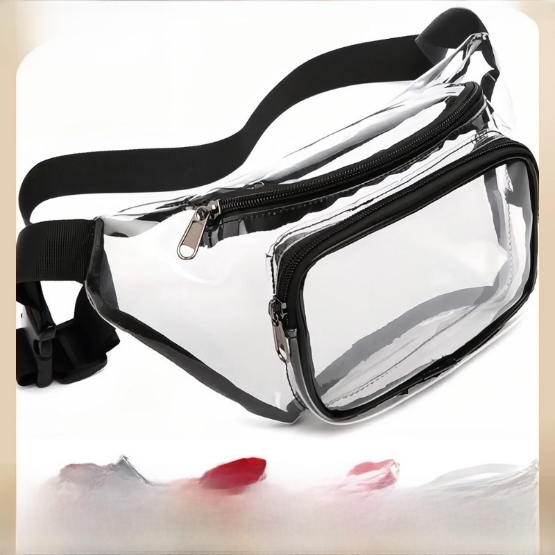 Sports Waist Bag PVC Transparent Waterproof Running Bag Travel Outdoor Fitness Storage Bag Crossbody Chest Bag