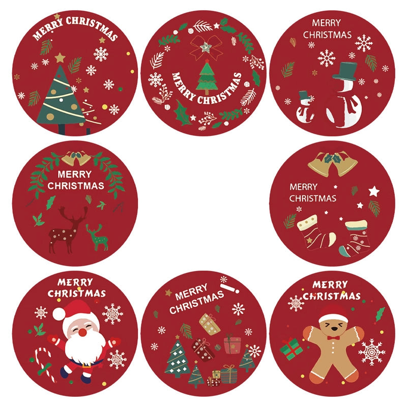 Cute Cowhide Self-adhesive Label Christmas Decorative Label Roll Stickers