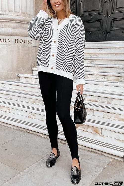 Stripe Button Cardigan