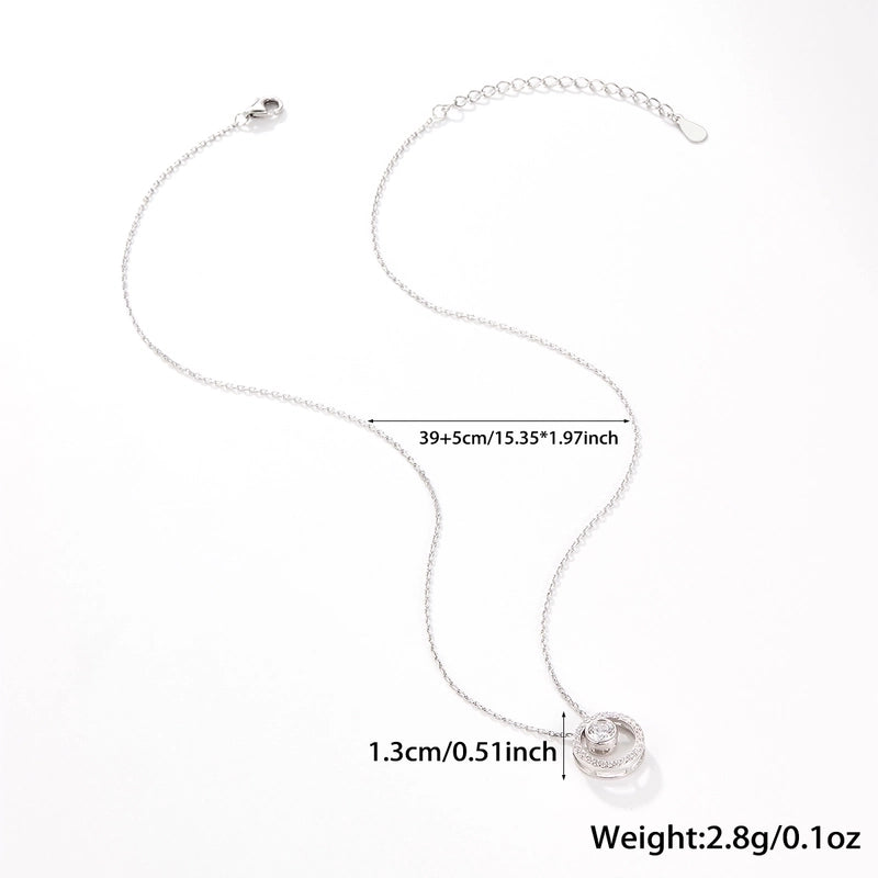 925 Sterling Silver Long-Lasting Plated Zircon Plating Inlay Round Pendant Necklace