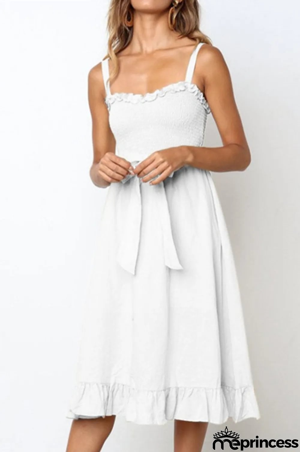 Fashion Casual Solid Split Joint Spaghetti Strap A Line Dresses