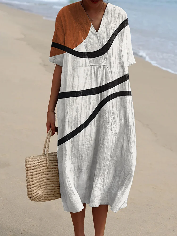 Women's Modern Abstract Art Print Flowy Dress
