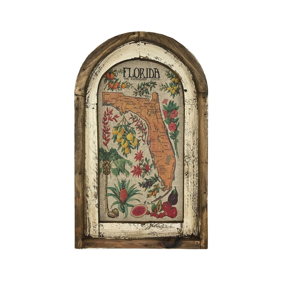 Florida Map Wall Art Rustic Farmhouse Decor