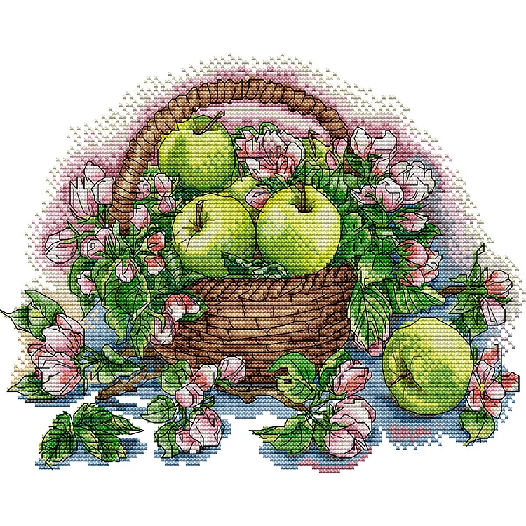 Flower And Fruit - Printed Cross Stitch 14CT 34*27CM