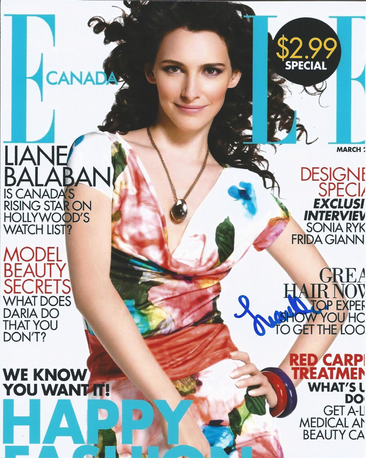 SEXY ACTRESS LIANE BALABAN SIGNED ELLE MAGAZINE COVER 8X10 Photo Poster painting W/COA