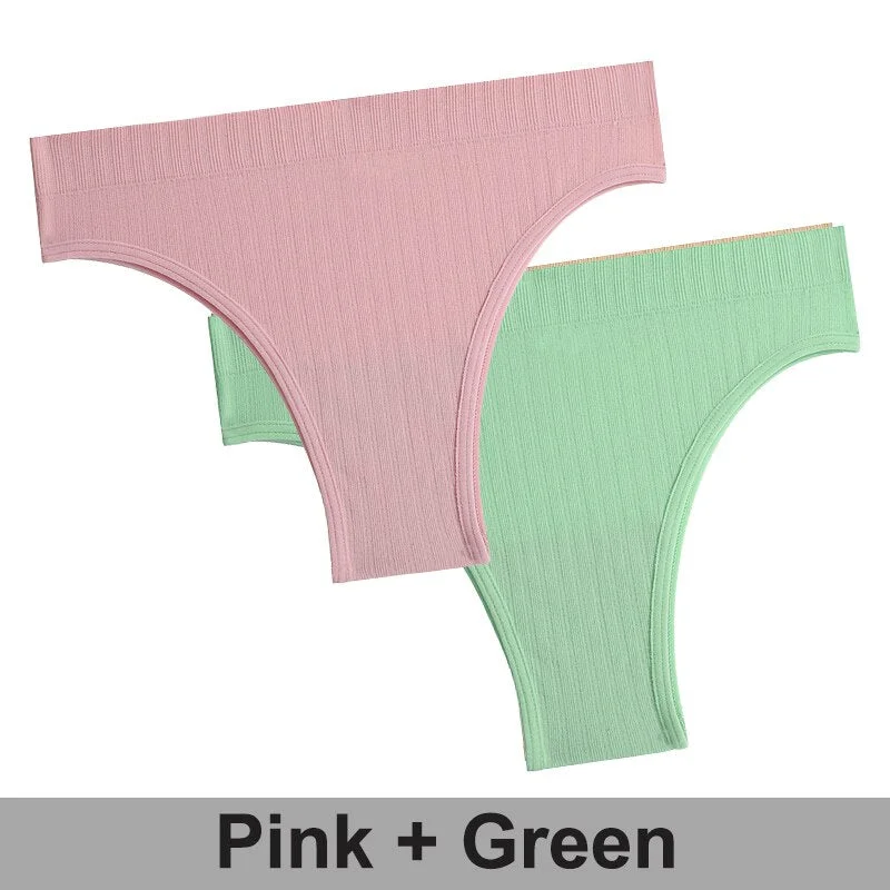 2PCS/Set Women Panties Seamless Underwear Female Lingerie Solid Color Sexy Brazillian Panties Woman's Underpants Intimate Pantys