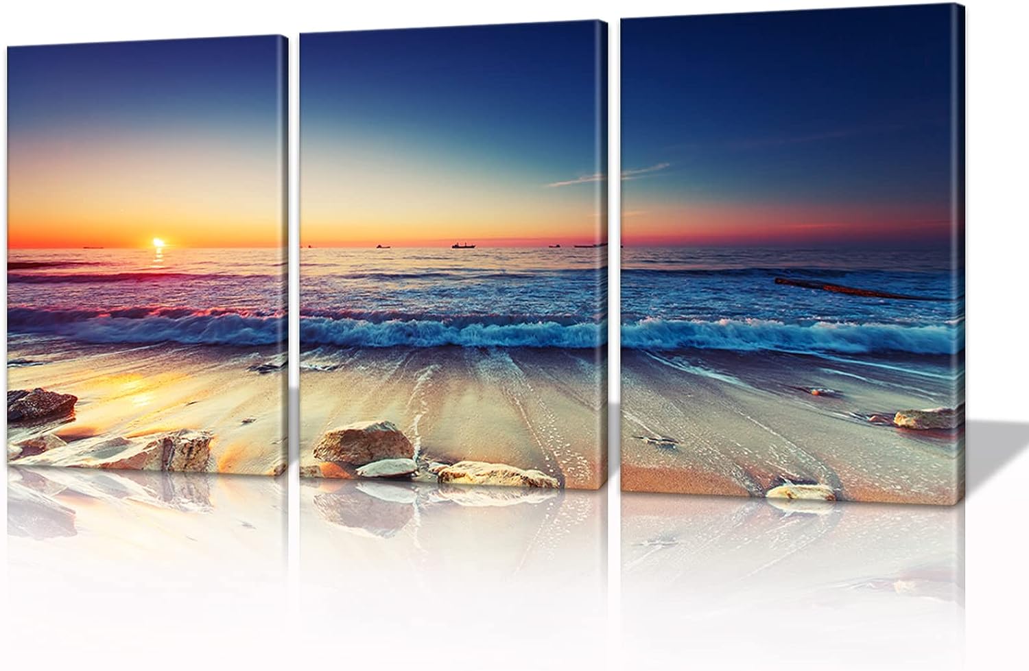 Cbaipy Ocean Wall Art, Bathroom Wall Art, Beach Wall Art Decor, Modern Canvas Wall Art Decorations for Bathroom Bedroom and Living Room (12 inch  Wx16 Hx3pcs, OCEAN) Ocean1