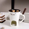 Candle Cup Cheese Chocolate Melting Ceramic Mug Chocolate Fondue Mug with Fork