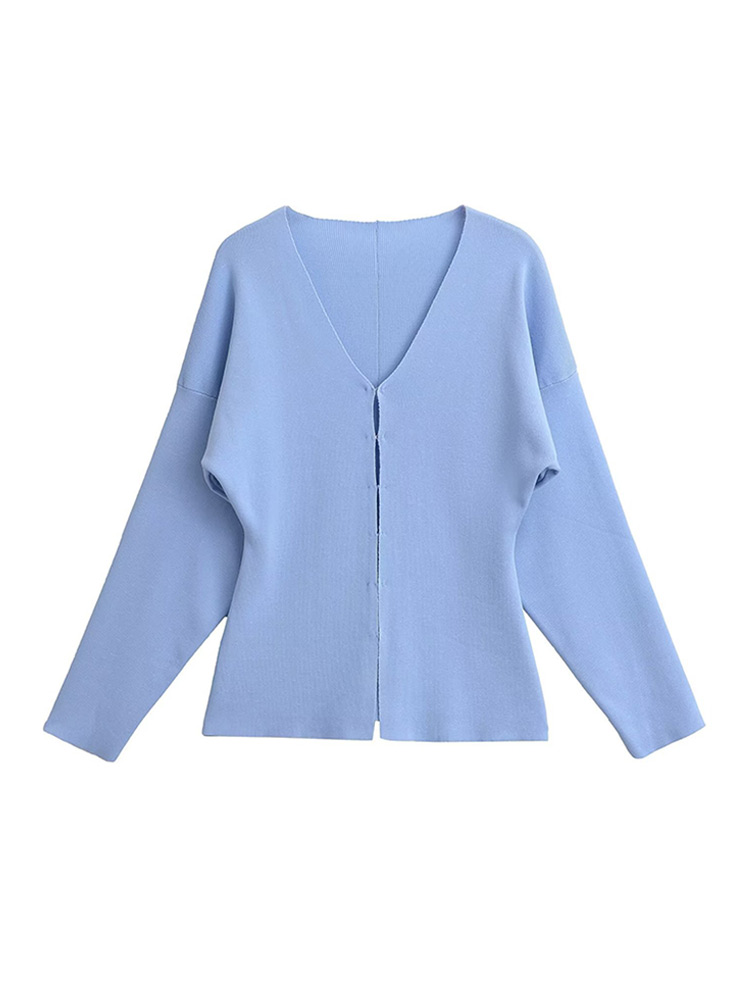 Repotas Women Fashion Solid Long Sleeve Knit Cardigan Elegant V-neck Slim Single Breasted Sweater Tops 2025 New Lady High Streetwear