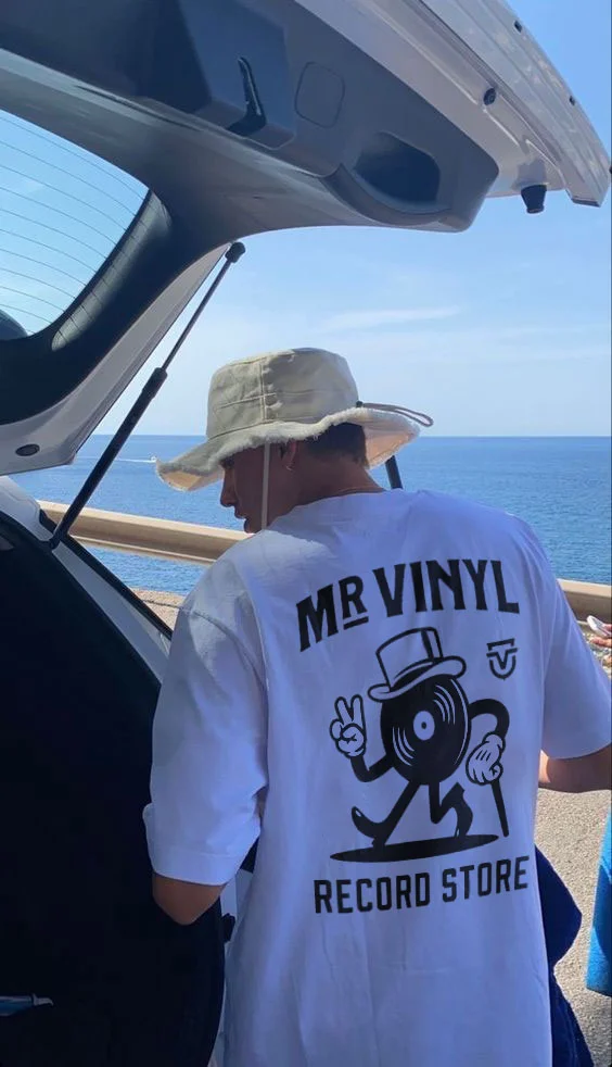 Mr.Vinyl Record Store Printing Casual Men's T-shirt