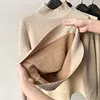 Gioiacombo&trade; Maglione da donna in pile caldo mezzo dolcevita autunno e inverno addensato