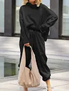 Solid Color Loose Casual High-Neck Suit
