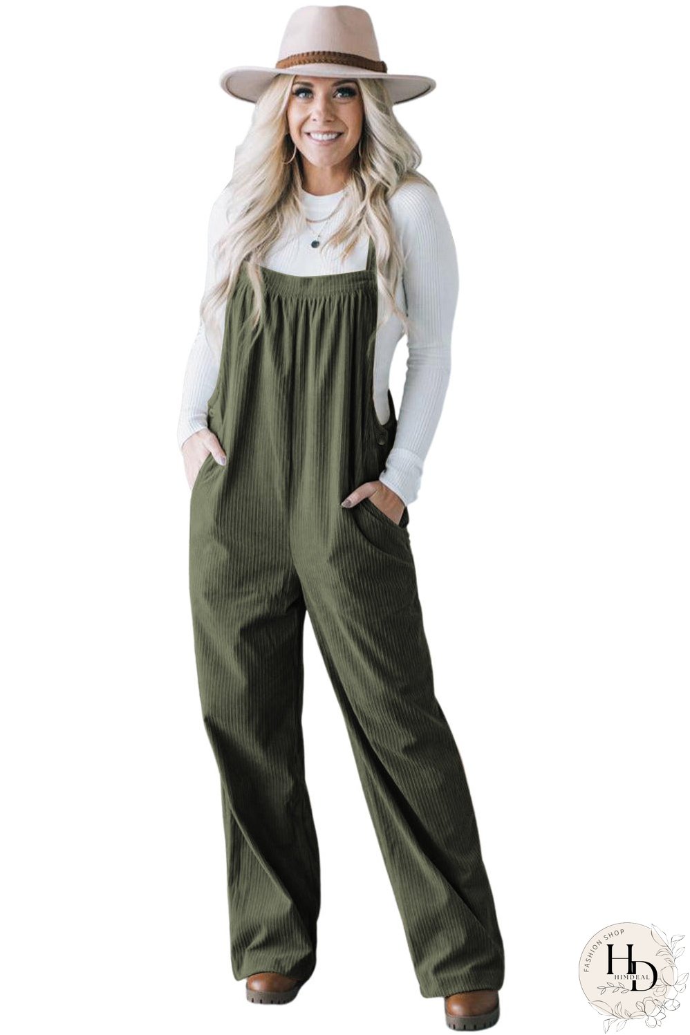 Striped Corduroy Jumpsuit