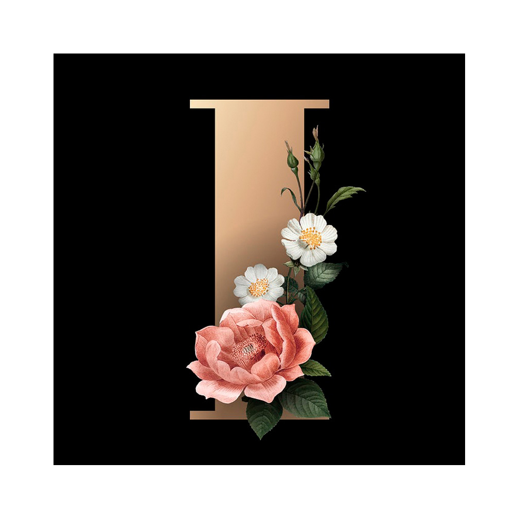 

30*30CM - Round Drill Diamond Painting - Flower Letter I, 501 Original