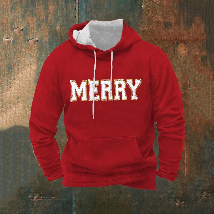 Comstylish Merry Christmas Art Pattern Print Casual Hoodie Sweatshirt
