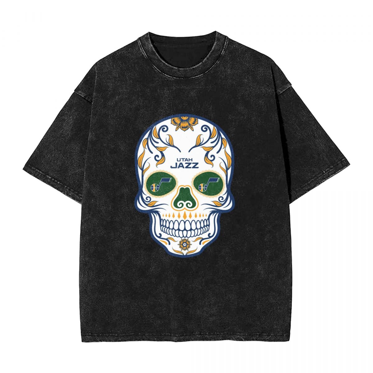 Utah Jazz Skull Men's Vintage Oversized T-Shirts