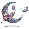 (US Local)Double Sided Acrylic Special Shape Moon Butterfly Diamond Painting Desktop Ornaments Kit