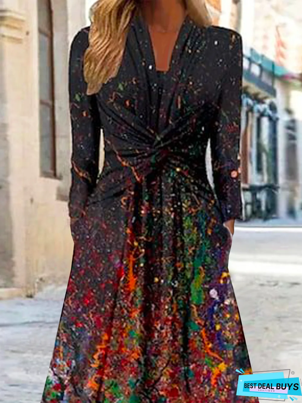 Abstract Casual Jersey Dress