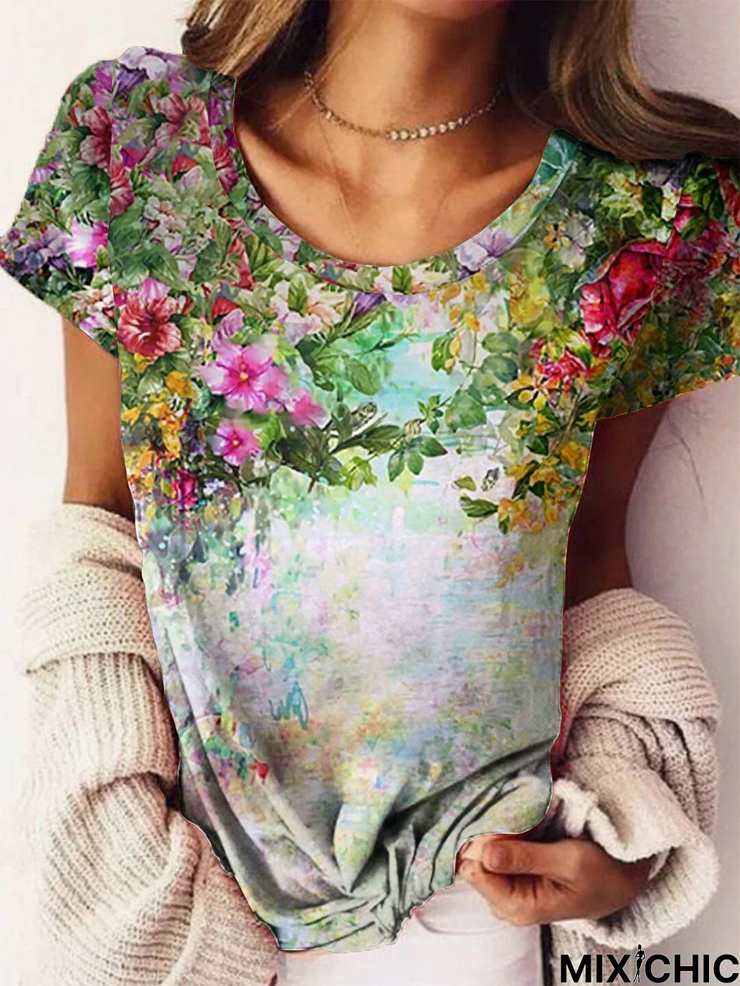 Floral Short Sleeve Sweet T-shirt