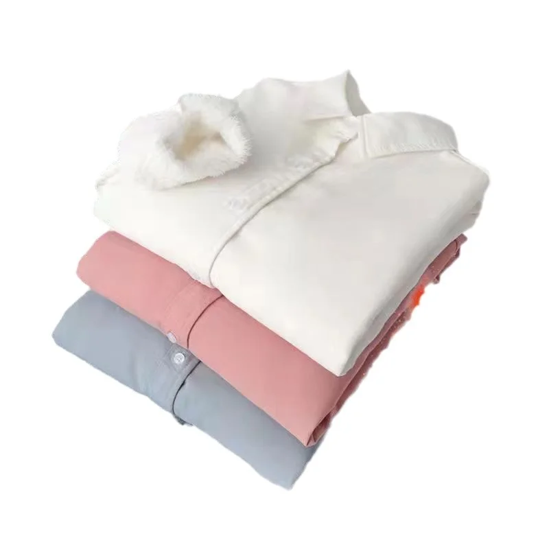 Athvotar Athvotar Velvet Shirt Women's Autumn And Winter 2025 New Design Sense Small Long-Sleeved Shirt Under The College Wind Thicker Shirt