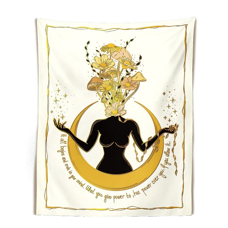 Psychedelic mushroom woman Tapestry Wall Hanging Mental health art Hippie decor Fungi woman Bohemian feminine Tapestry wall art